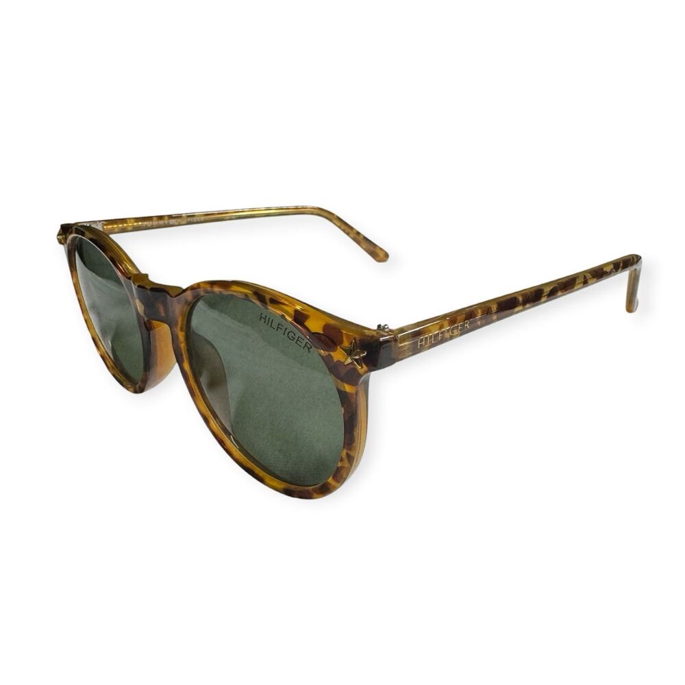 Tommy Hilfiger Biddy Round Sunglasses Havana Brown Green Lenses 145mm